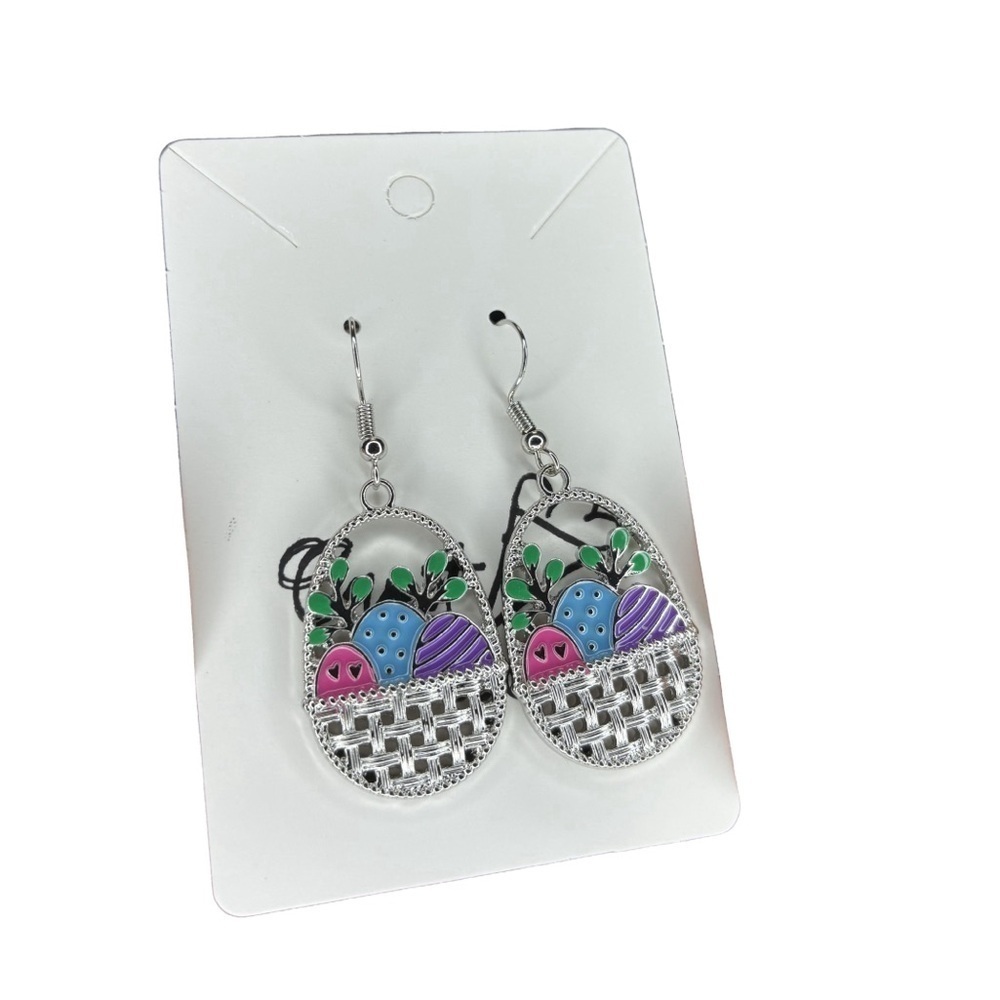 Easter egg basket earrings
